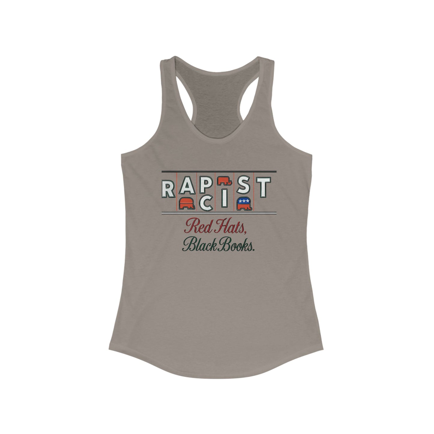 Red Hats, Black Books. Empowering Women's Racerback Tank - Bold Statement Tee, Activism Top, Fitness Shirt, Gift for Her, Casual Summer Wear