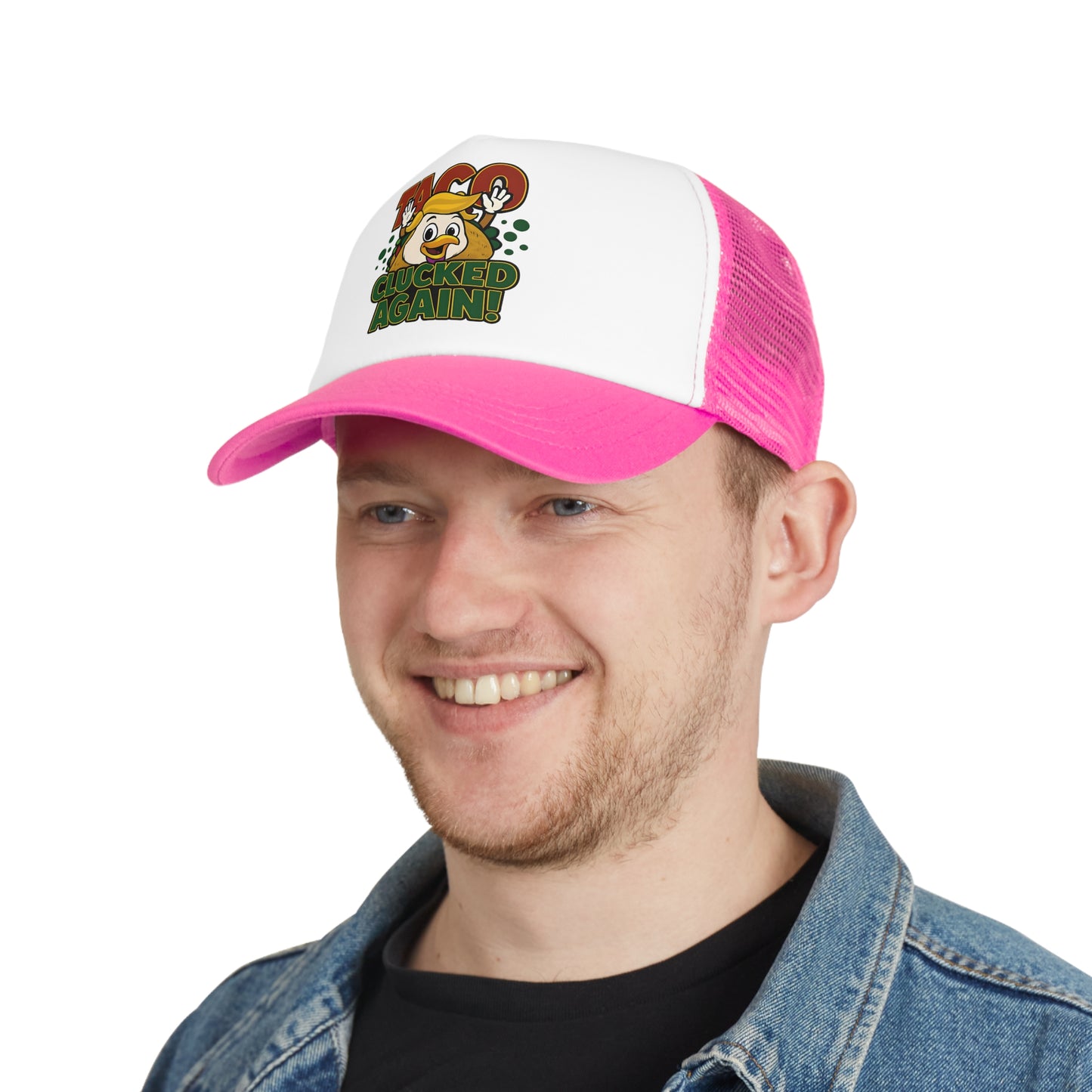 Funny Taco Mesh Cap - Taco Lovers Trucker Hat, Gift for Foodies, Quirky Fashion Accessory, BBQ, Party, Culinary Fun, Clucked Again!