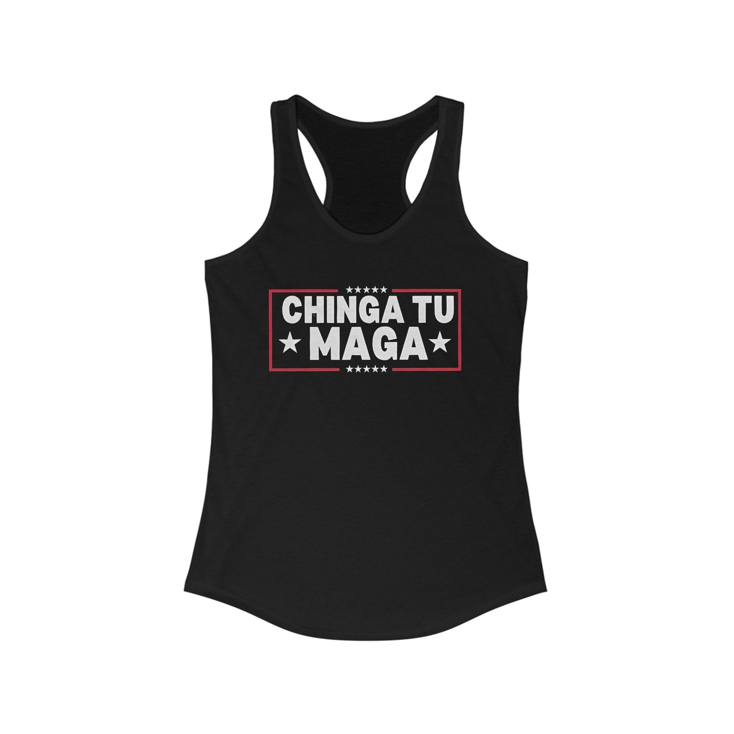 Chinga Tu MAGA Women's Racerback Tank, Summer Workout Gear, Empowerment T-shirt, Fitness Apparel, Casual Wear, Unique Gift