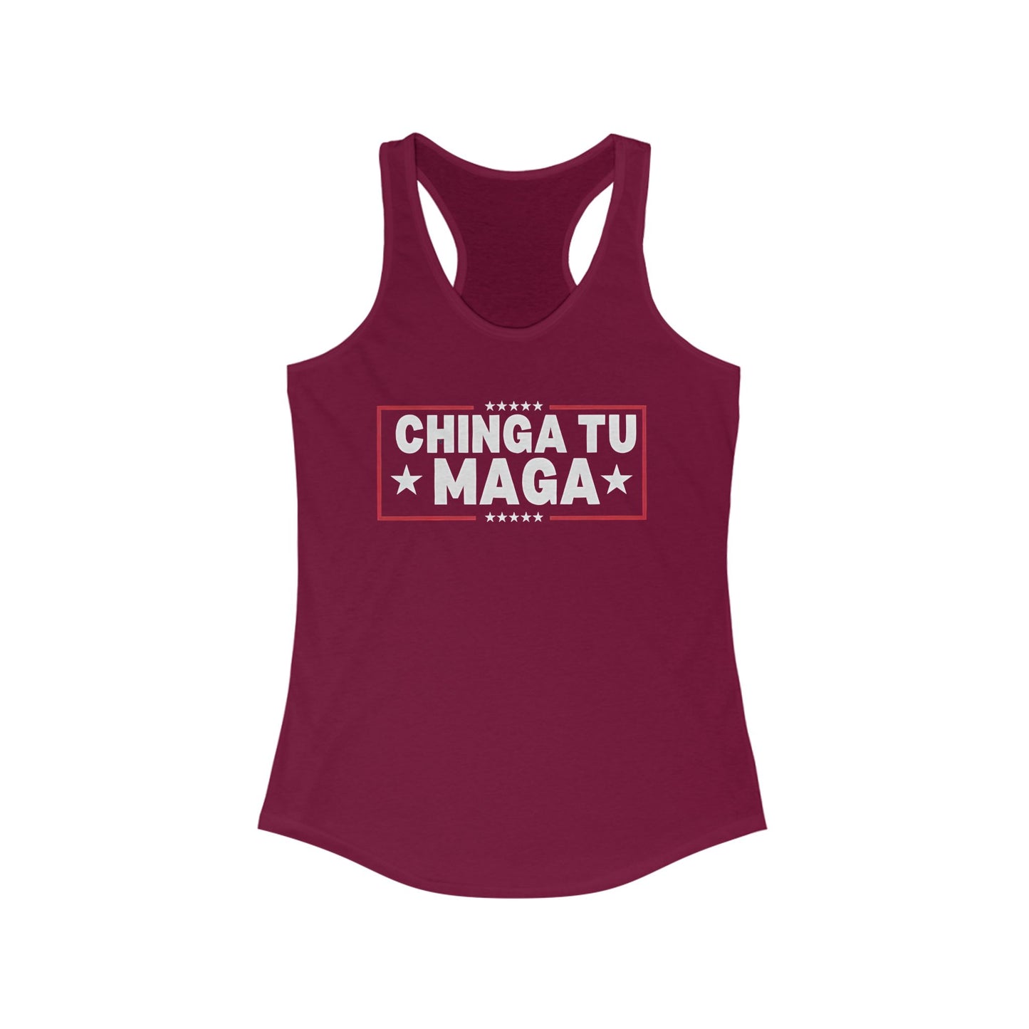 Chinga Tu MAGA Women's Racerback Tank, Summer Workout Gear, Empowerment T-shirt, Fitness Apparel, Casual Wear, Unique Gift