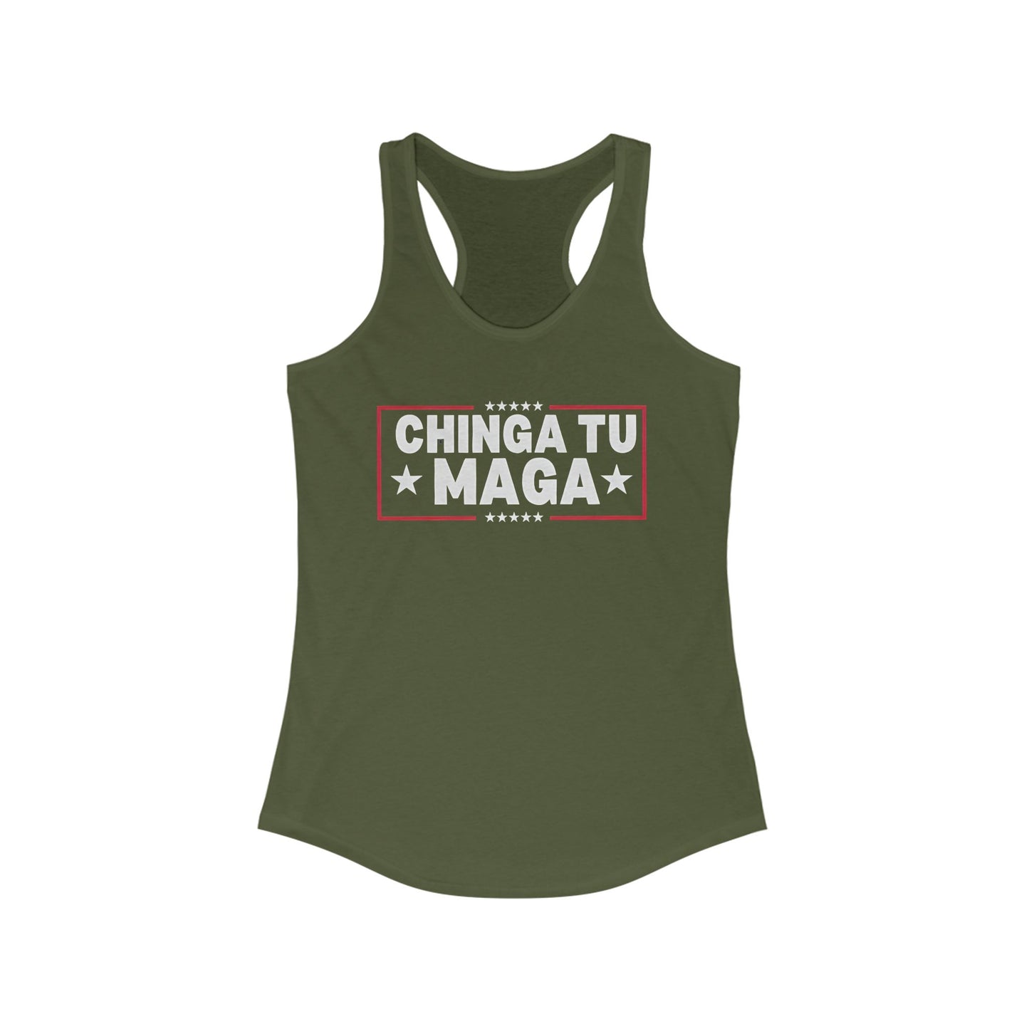 Chinga Tu MAGA Women's Racerback Tank, Summer Workout Gear, Empowerment T-shirt, Fitness Apparel, Casual Wear, Unique Gift