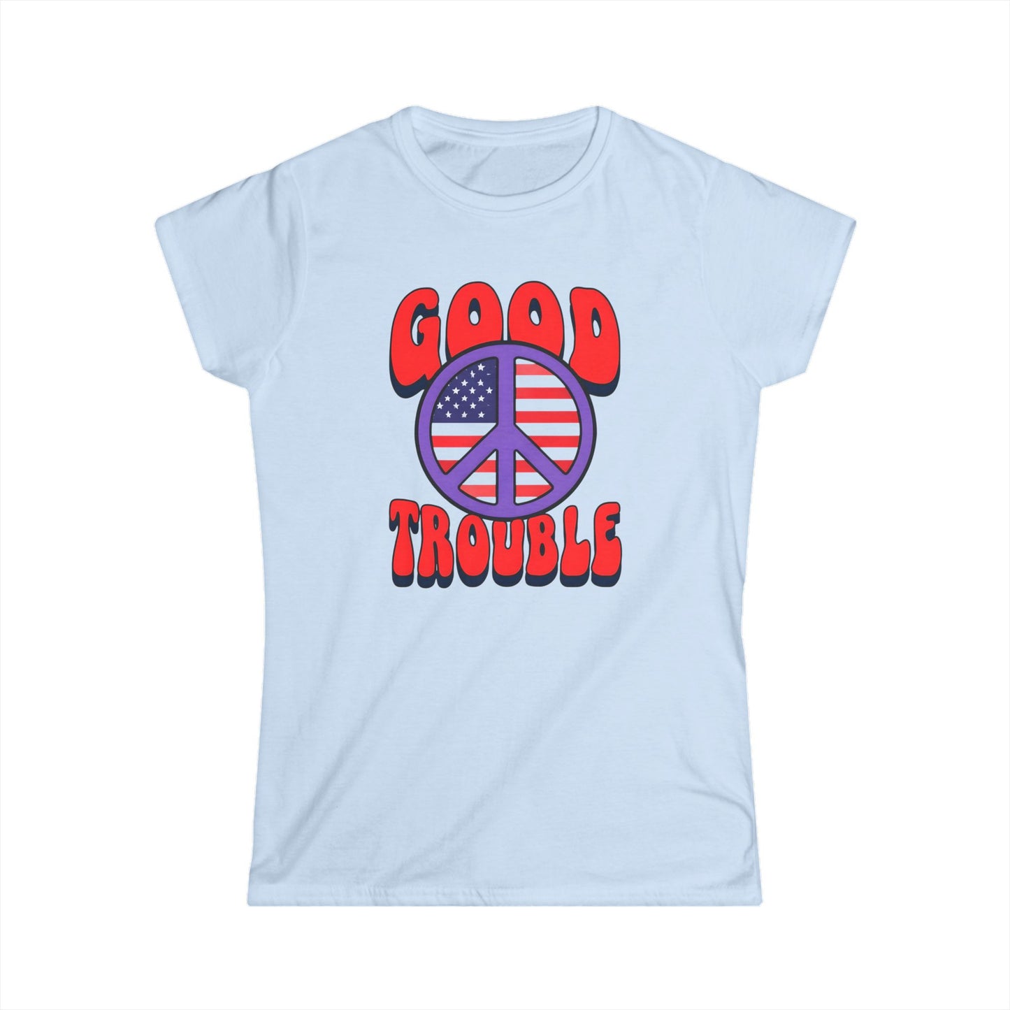 Women's Ladies Fit Tee - 'Good Trouble' Vintage Style, Casual Wear, Freedom Fashion, Political Statement Shirt, Peace Vibe Apparel