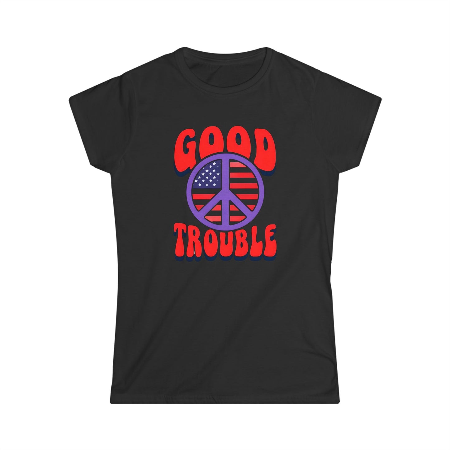 Women's Ladies Fit Tee - 'Good Trouble' Vintage Style, Casual Wear, Freedom Fashion, Political Statement Shirt, Peace Vibe Apparel