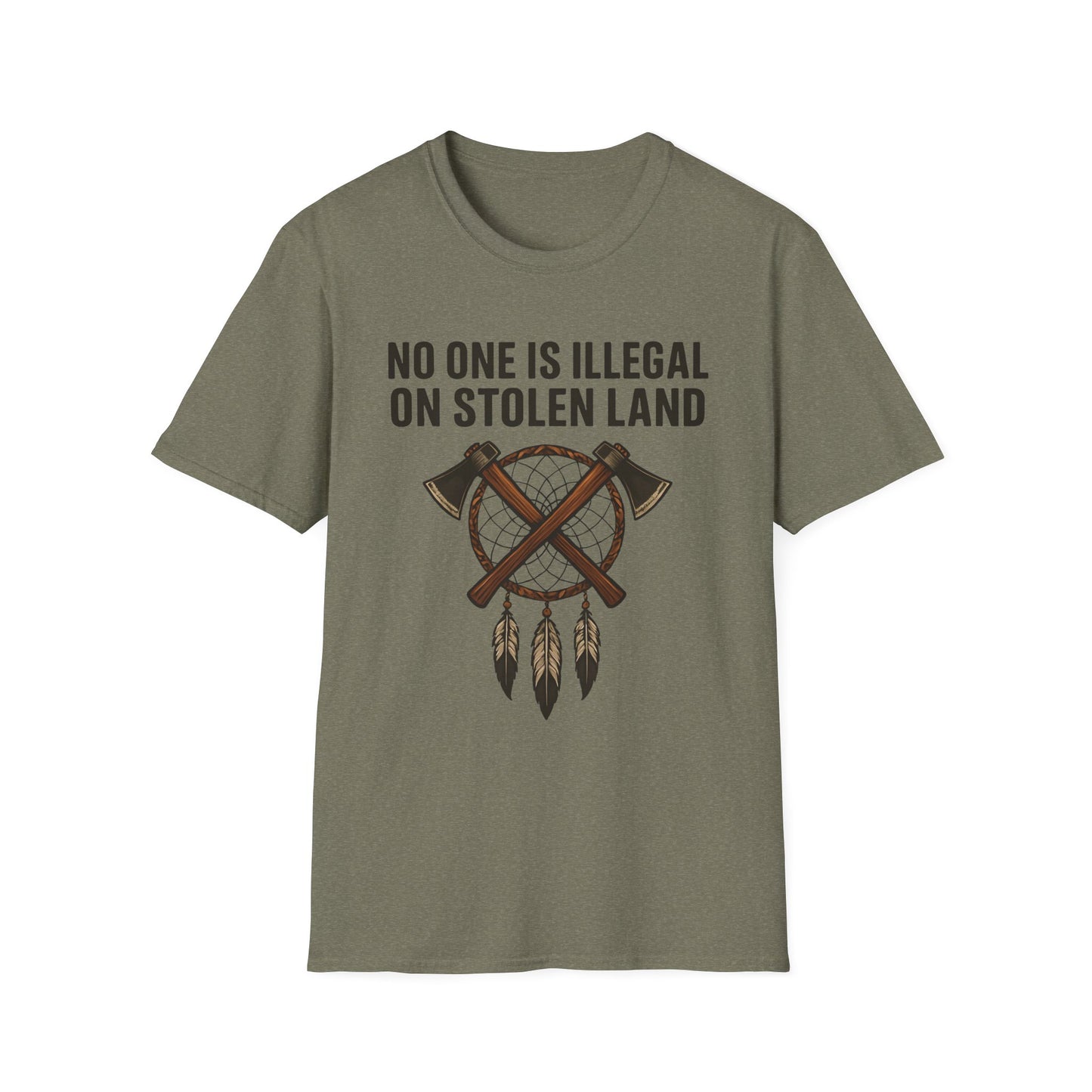No One is illegal on Stolen Land t-shirt | Eco-Friendly Apparel, Casual Wear, Statement Tee, Social Justice Shirt, Gift Idea