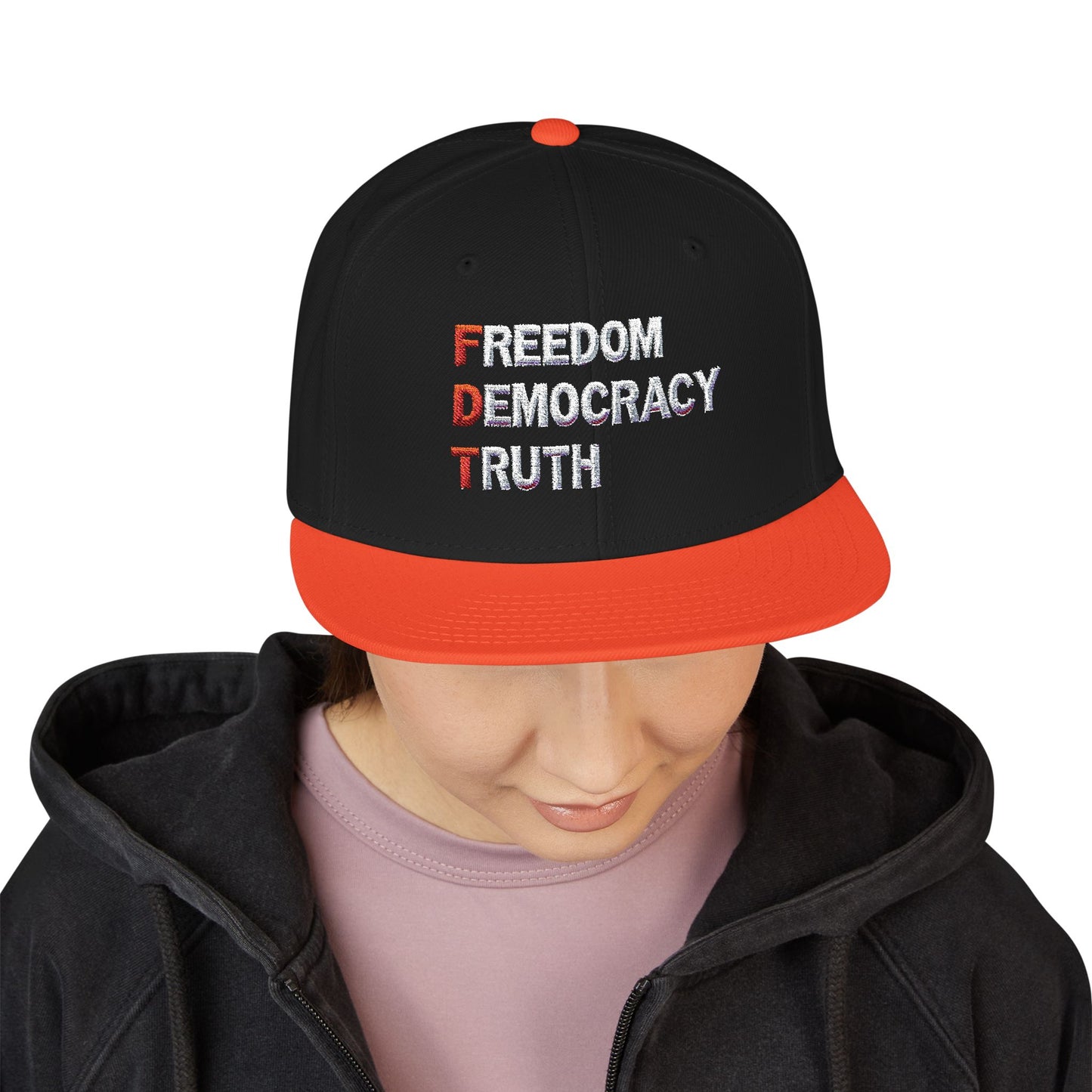 Freedom Democracy Truth Snapback Hat - Stylish Streetwear Cap for Casual Outfits, Perfect Gift for Sports Fans, Adjustable Fit