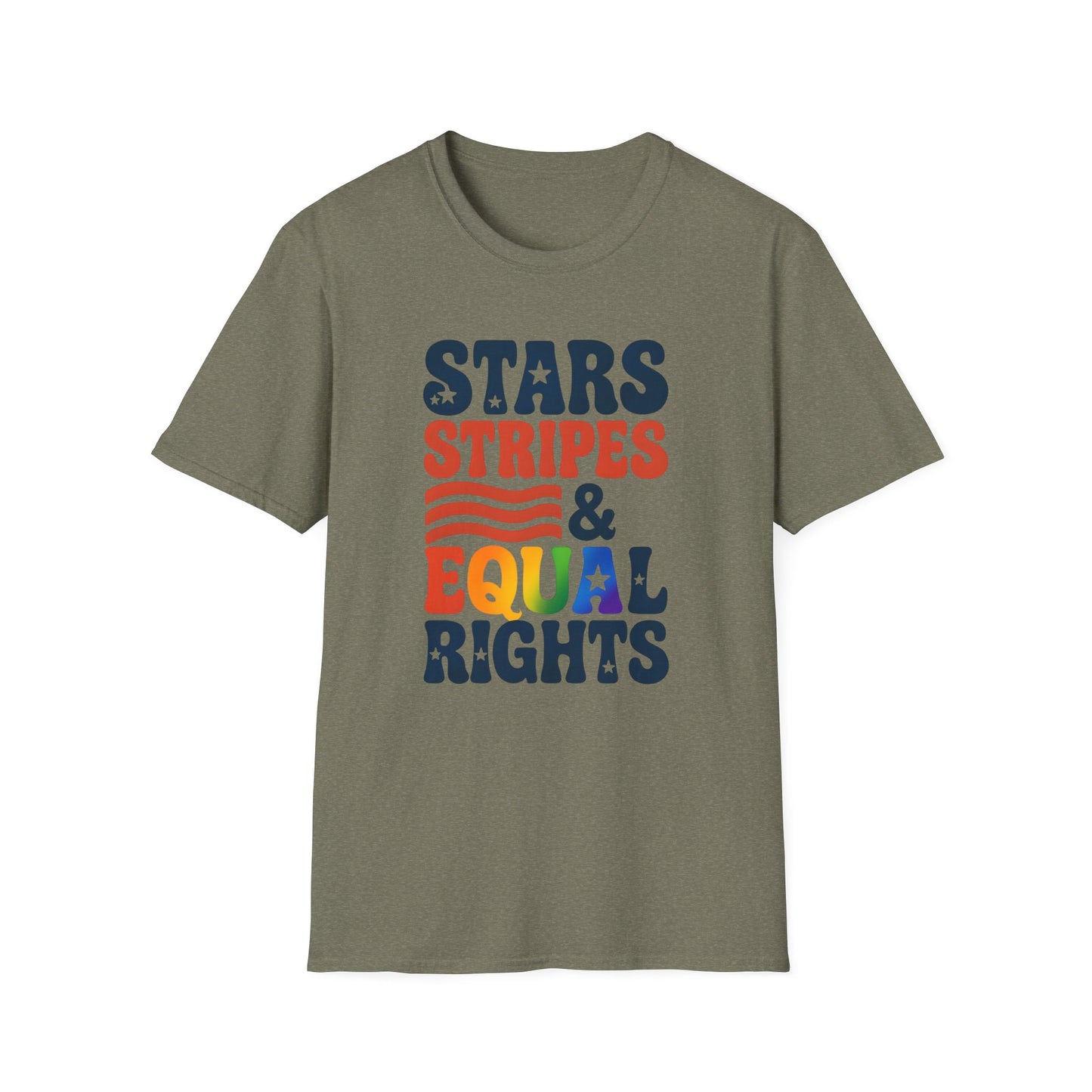 Stars Stripes and Equal Rights unisex tee, Casual protest Gift, LGBTQ tee, Unisex Softstyle Shirt,  Family Wear, gay rights