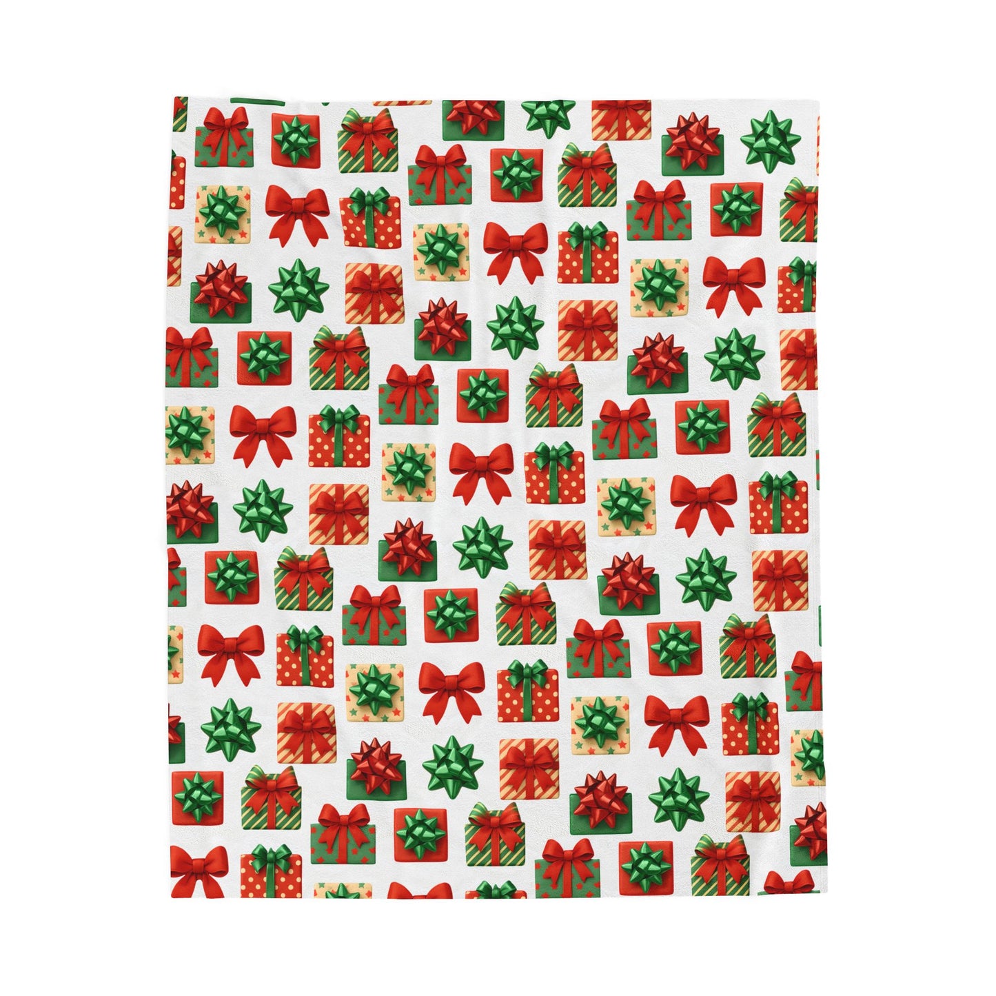 Festive Gift Print Velveteen Plush Blanket | Cozy Holiday Throw | Christmas Decor | Winter Gift | Soft and Warm Blanket