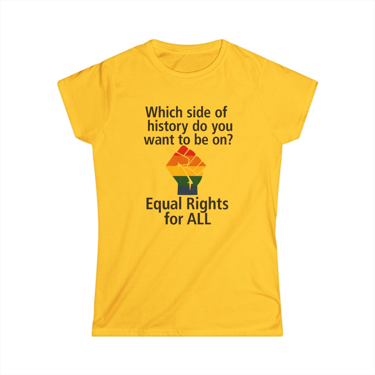 Equal Rights for All - Ladies fit softstyle t-shirt, Ladies Fit tee promoting equal rights, Which side of history? t-shirt, Protest tee