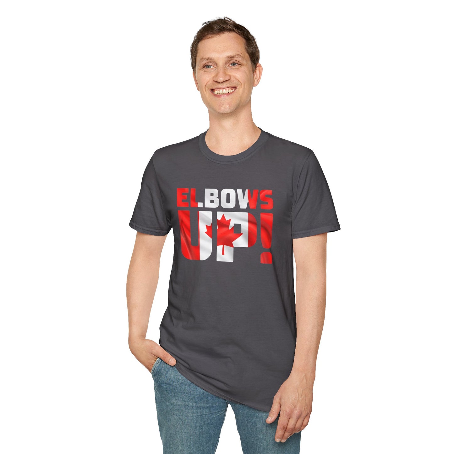 Canadian Pride Elbows Up T-Shirt, Unisex Tee, Fun Canada Day Apparel, Gift for Canada Lovers, Comfortable Travel Shirt