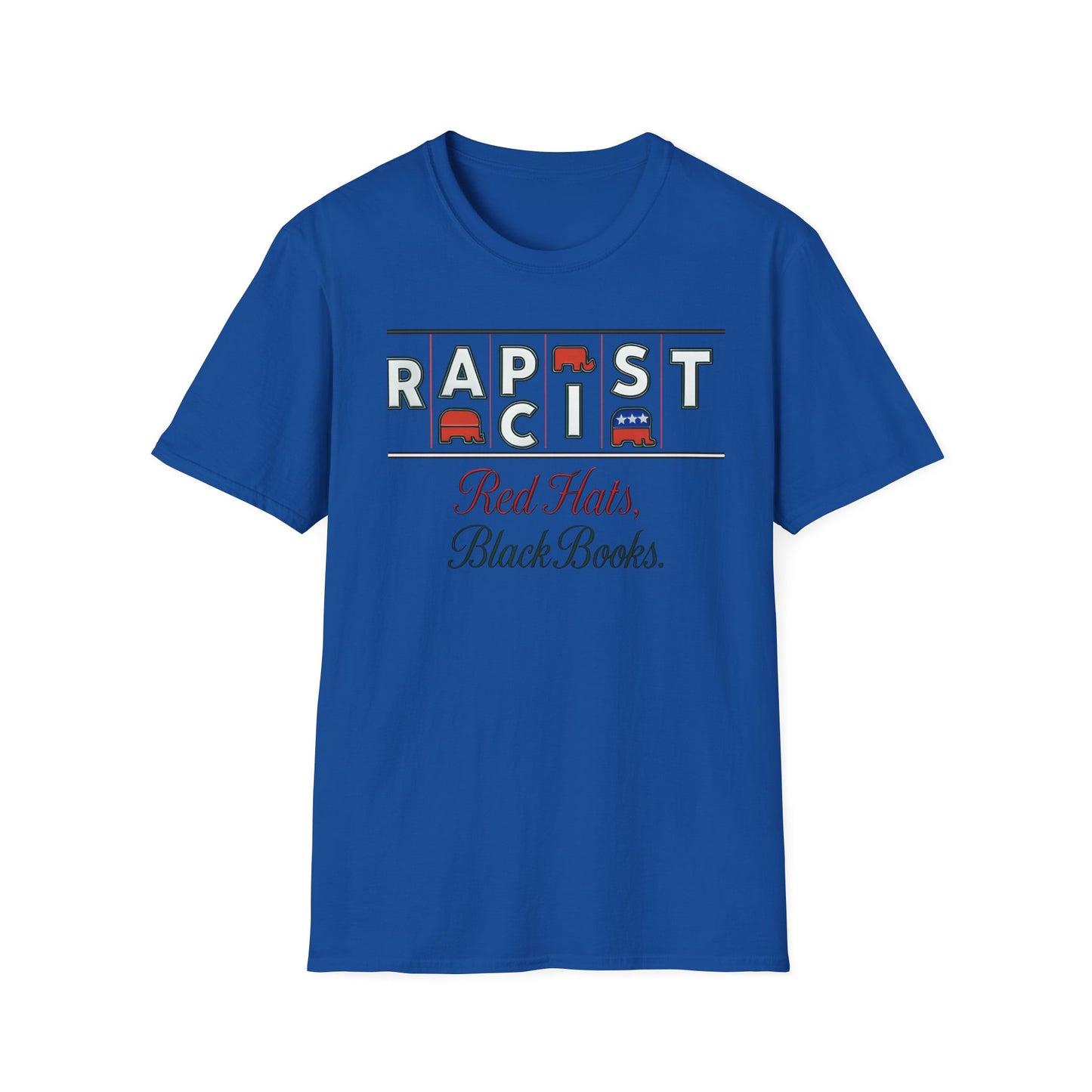Red Hats, Black Book. Unisex Softstyle T-Shirt, Casual Tee, Statement Shirt, Political Humor, Gift for Activists, Unisex Graphic Tee