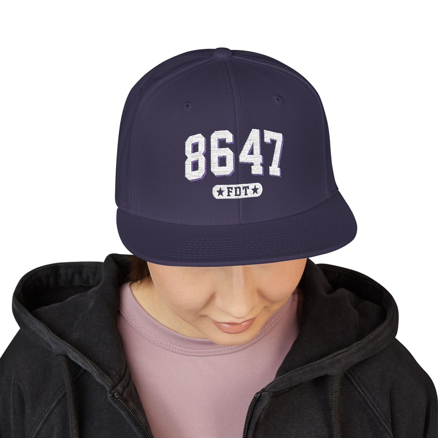 8647 FDT Snapback Cap, Embroidered Baseball Hat, Trendy Street Style, Gift for Political Enthusiasts, Unisex Fashion Headwear