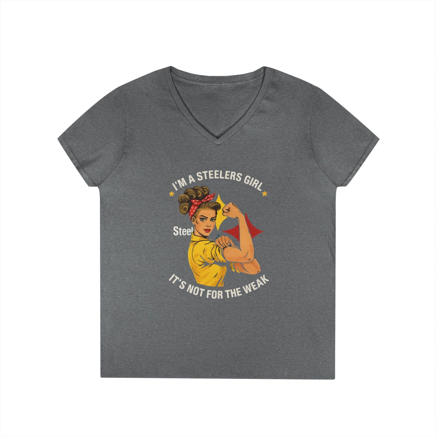 Steelers Girl V-Neck T-Shirt | Empowering Sports Apparel, Perfect for Game Day, Ladies' Casual Wear, Unique Gift Idea