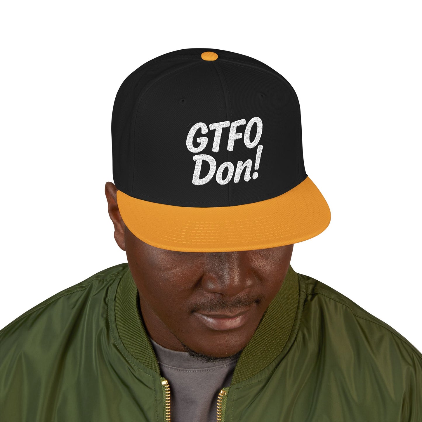 GTFO Don! Snapback Cap - Funny Embroidered Hat, Casual Streetwear, Gift for Friends, Party Accessory, Unisex Style