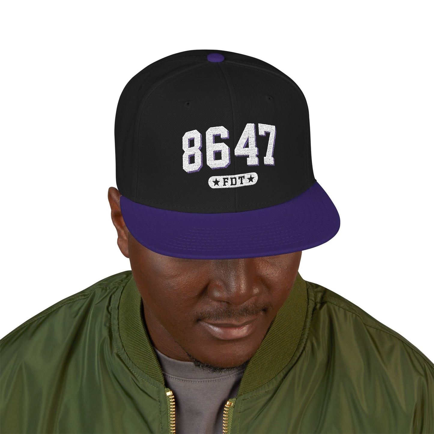 8647 FDT Snapback Cap, Embroidered Baseball Hat, Trendy Street Style, Gift for Political Enthusiasts, Unisex Fashion Headwear