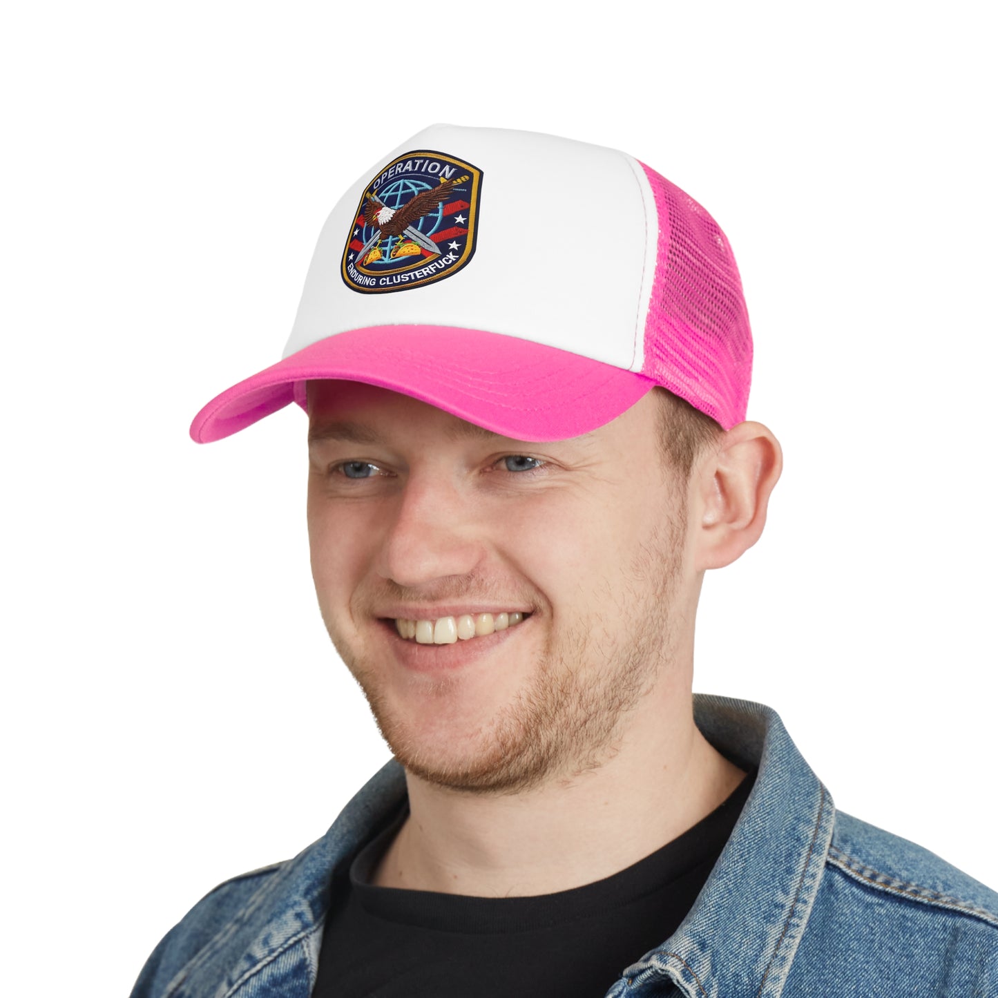 Operation Clusterfuck Mesh Cap, Trucker Hat, Military Cap, Red, White and Blue Fitted Hat, Outdoor Sports Hat, Gift for Veterans
