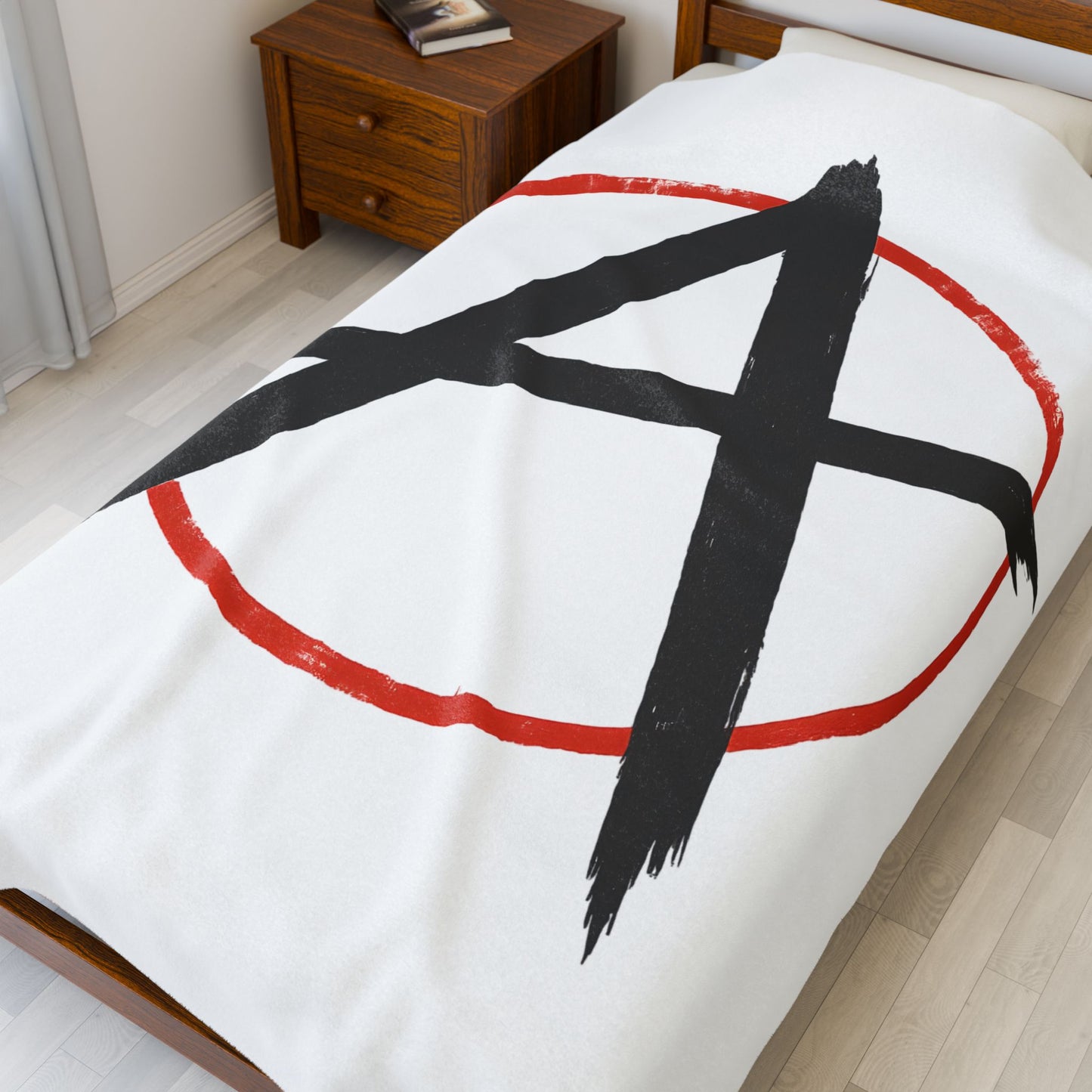 Anarchy Rebellious Plush Blanket, Cozy Throw Blanket, Anarchy Symbol Blanket, Soft Velvet Blanket for Home Decor, Gift for Activists