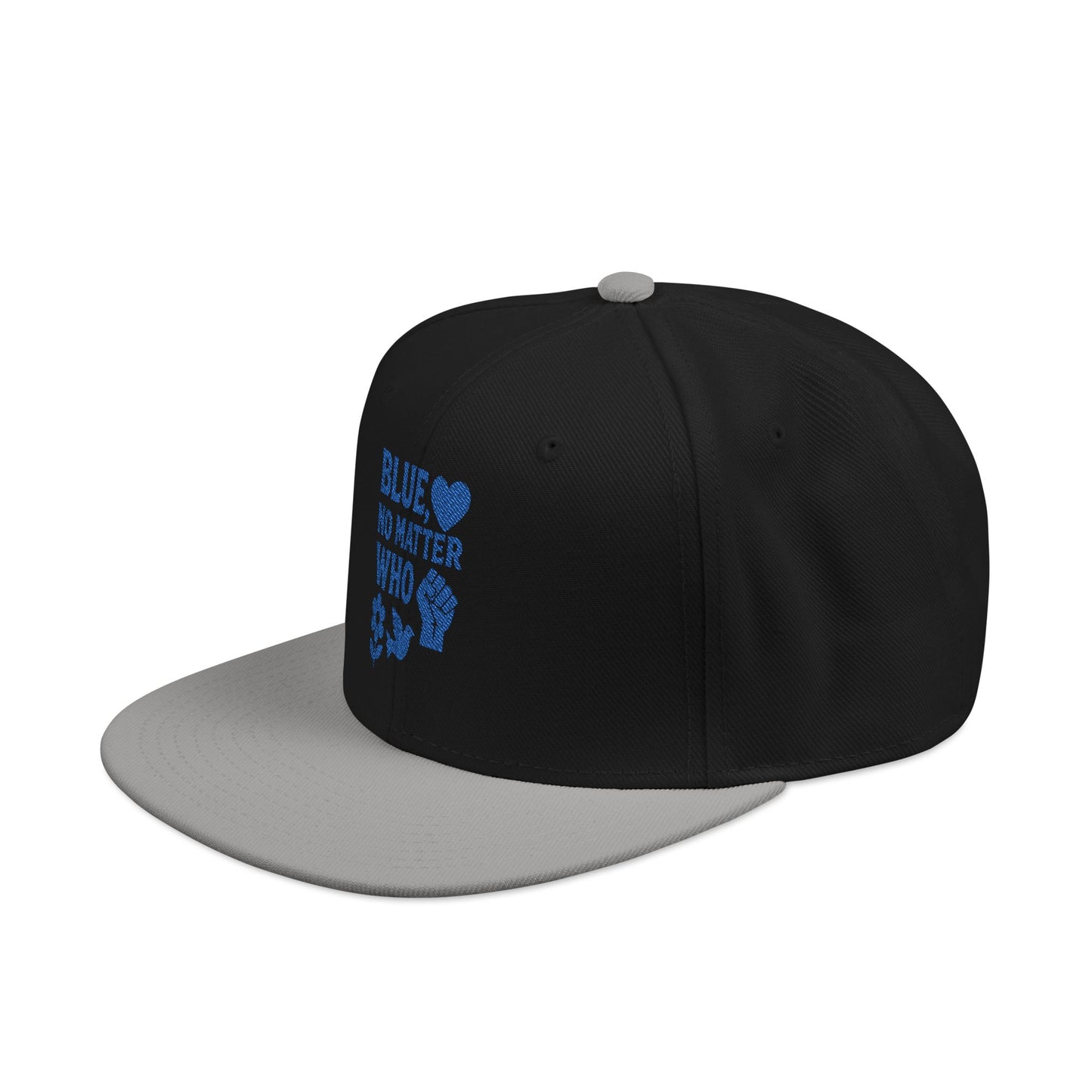 Blue, No Matter Who Cool Embroidered Snapback Hat for Trendsetters, Adjustable Cap, Gifts for Him, Streetwear Fashion, Summer Accessory, Casual Wear