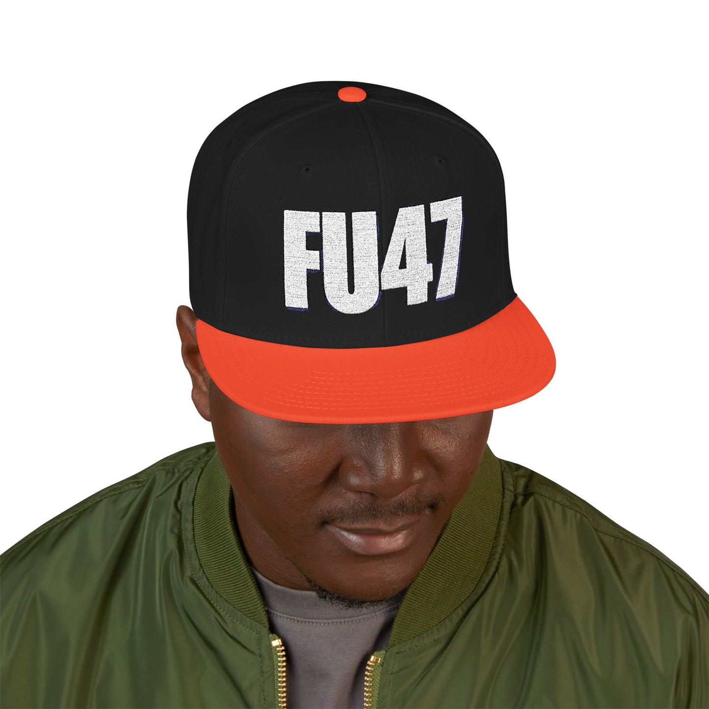 FU47 Snapback Cap, Trendy Embroidered Hat for Casual Style, Perfect for Gifting, Cool Streetwear Accessory, Unisex Cap