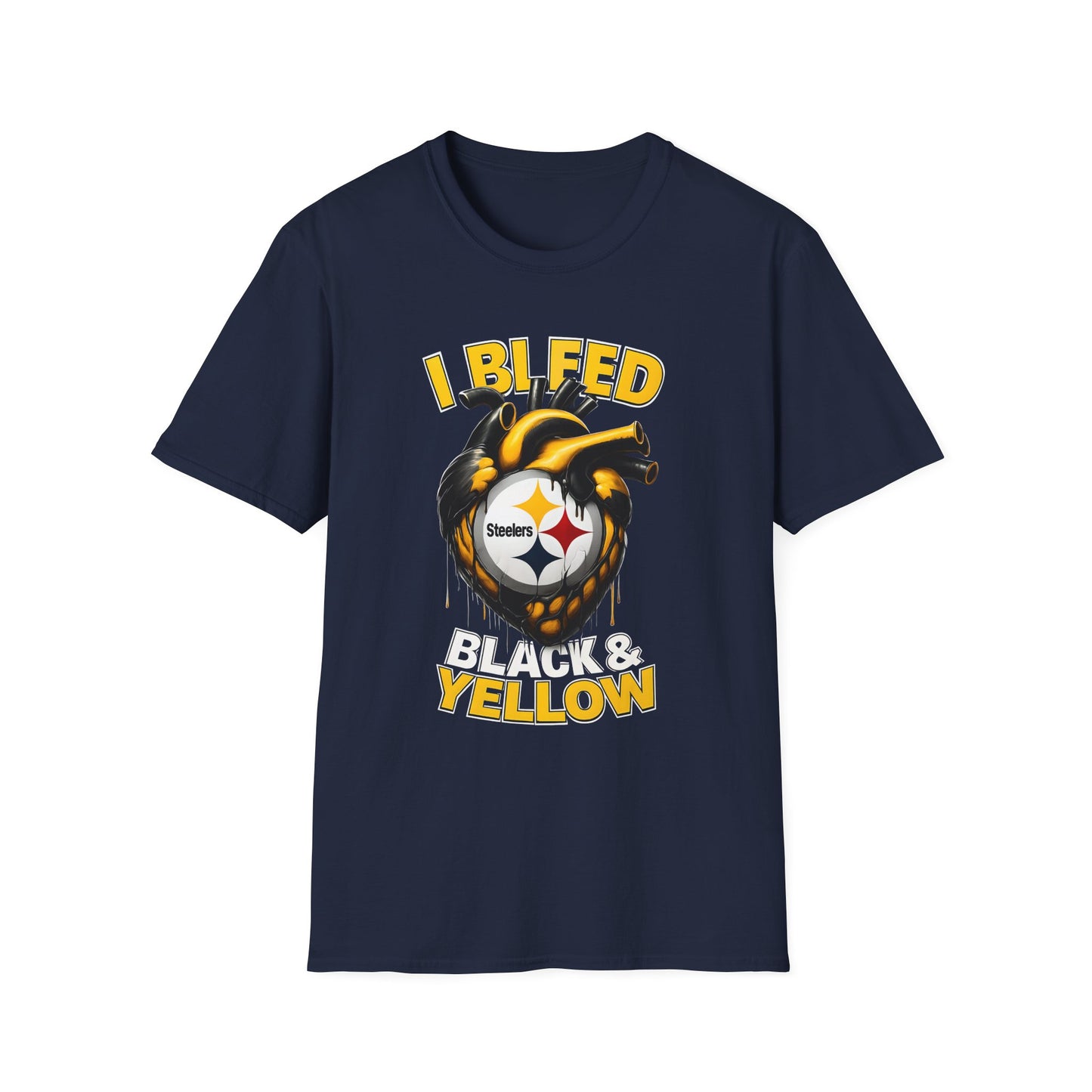 Pittsburgh Steelers Fan T-Shirt, Unisex Softstyle Tee, Black & Yellow Sports Shirt, Casual Game Day Apparel, Gift for Football Enthusiasts
