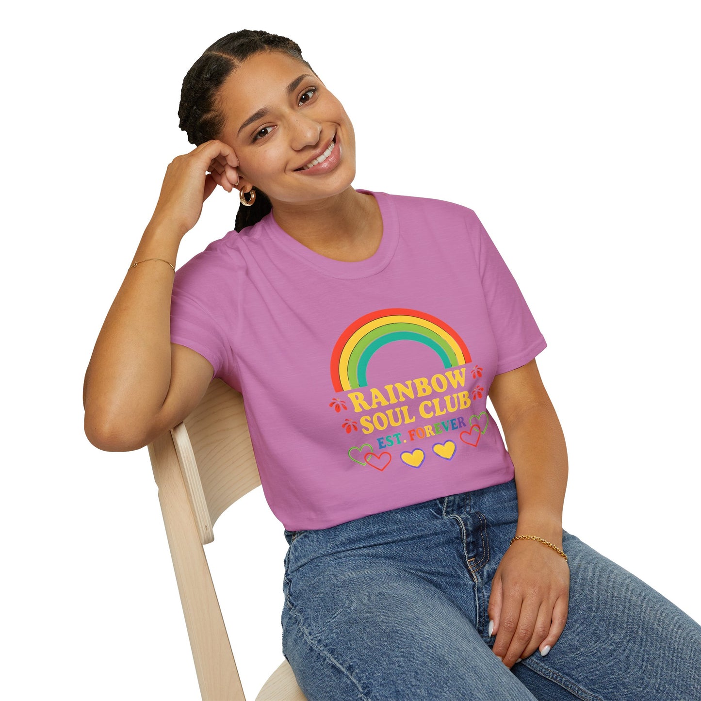 Rainbow Soul Club Pride T-Shirt, Retro Pride Tee, Cute Gift for Friends, LGBTQ+ Celebration Shirt, Summer Vibes Apparel, Casual Everyday