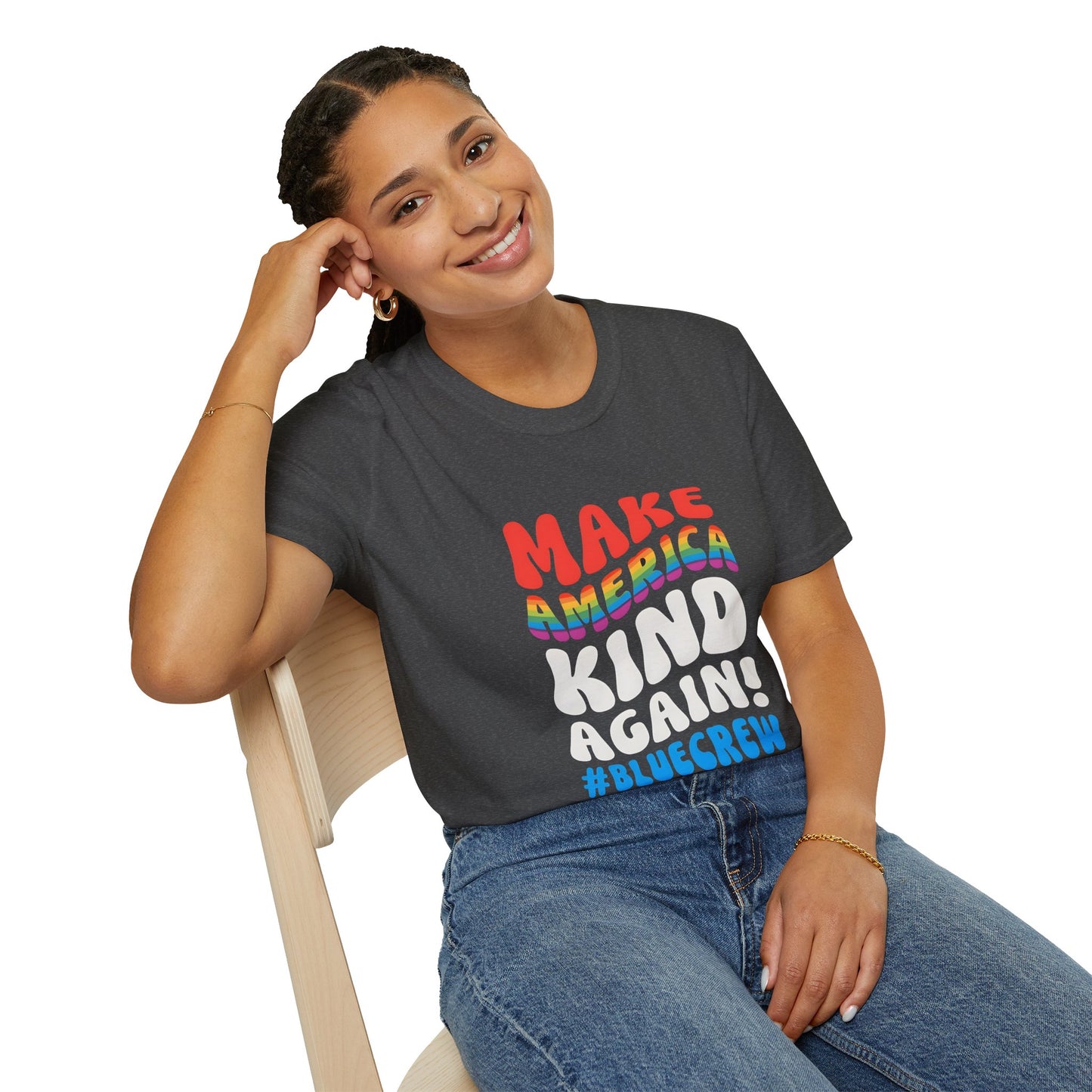 Make America Kind Again #BlueCrew T-Shirt,  Unisex #BlueCrew Tee, #BlueCrew Gear, Anti MAGA Tee, Anti Fascist Tee
