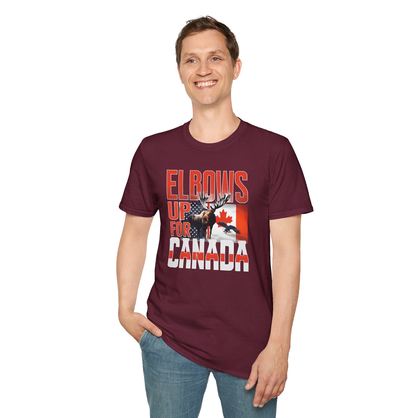 Elbows Up For Canada! Unisex Tee, Support Canada from Stateside Tee, Resistance T-shirt, Pro-Canada graphic Tee, unisex canada tee
