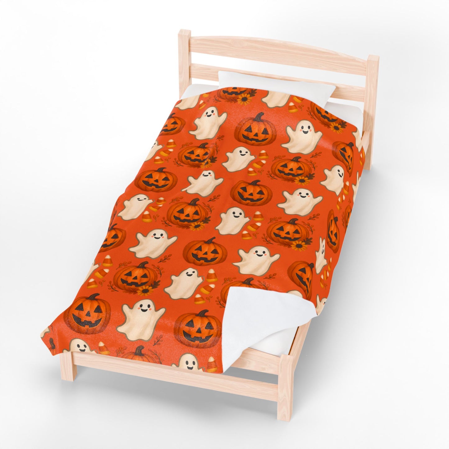 Halloween Velveteen Plush Blanket, Cozy Spooky Decor, Fall Festival Gift, Haunted House Accessories, Kids Room Snuggle