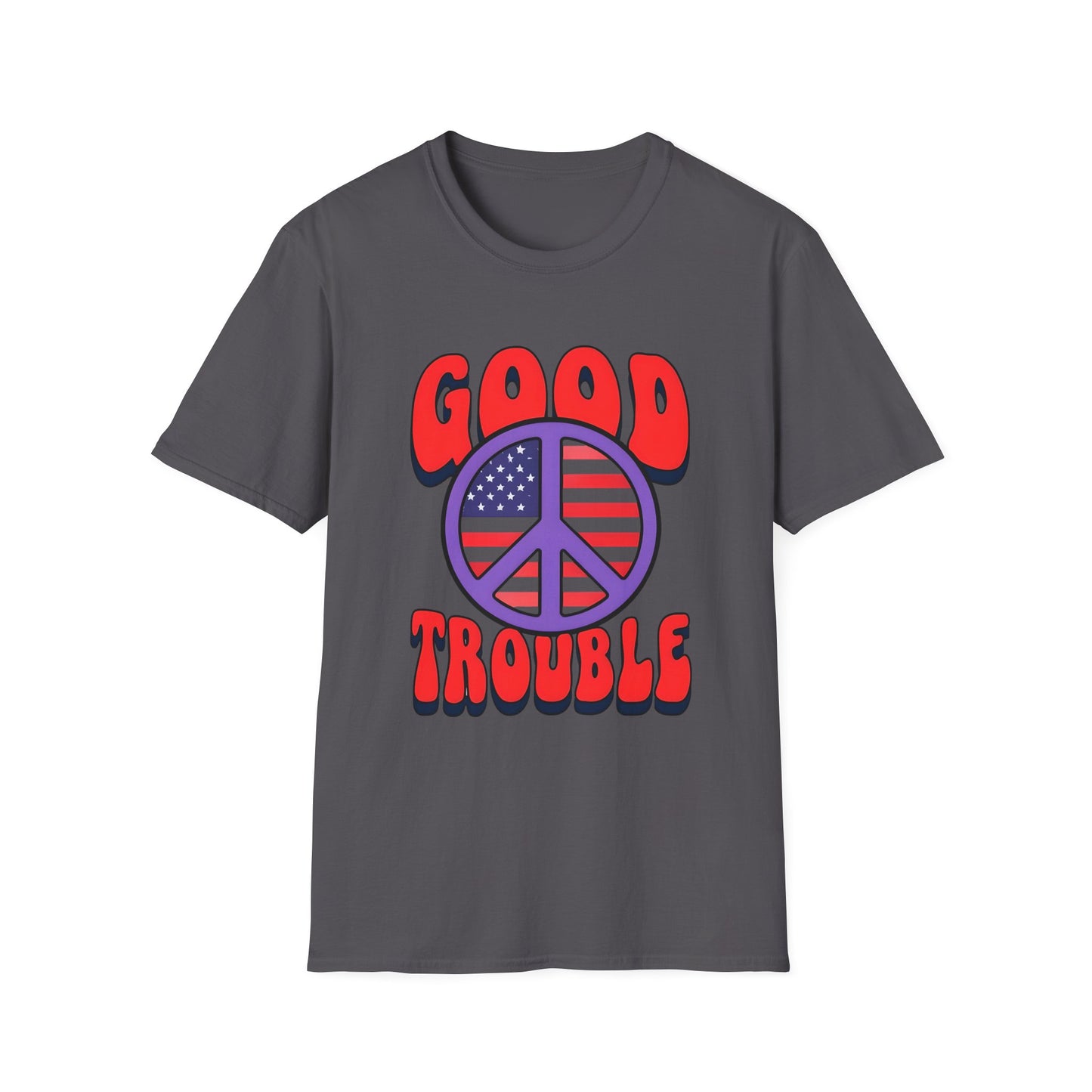 Peace & Good Trouble Unisex T-Shirt, Retro Graphic Tee, Casual Wear, Gift for Activists, July 4th Celebration Shirt