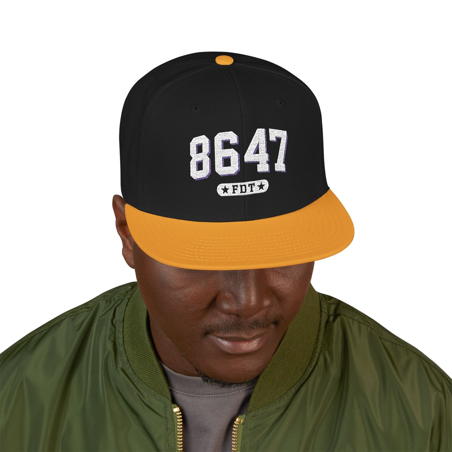 8647 FDT Snapback Cap, Embroidered Baseball Hat, Trendy Street Style, Gift for Political Enthusiasts, Unisex Fashion Headwear