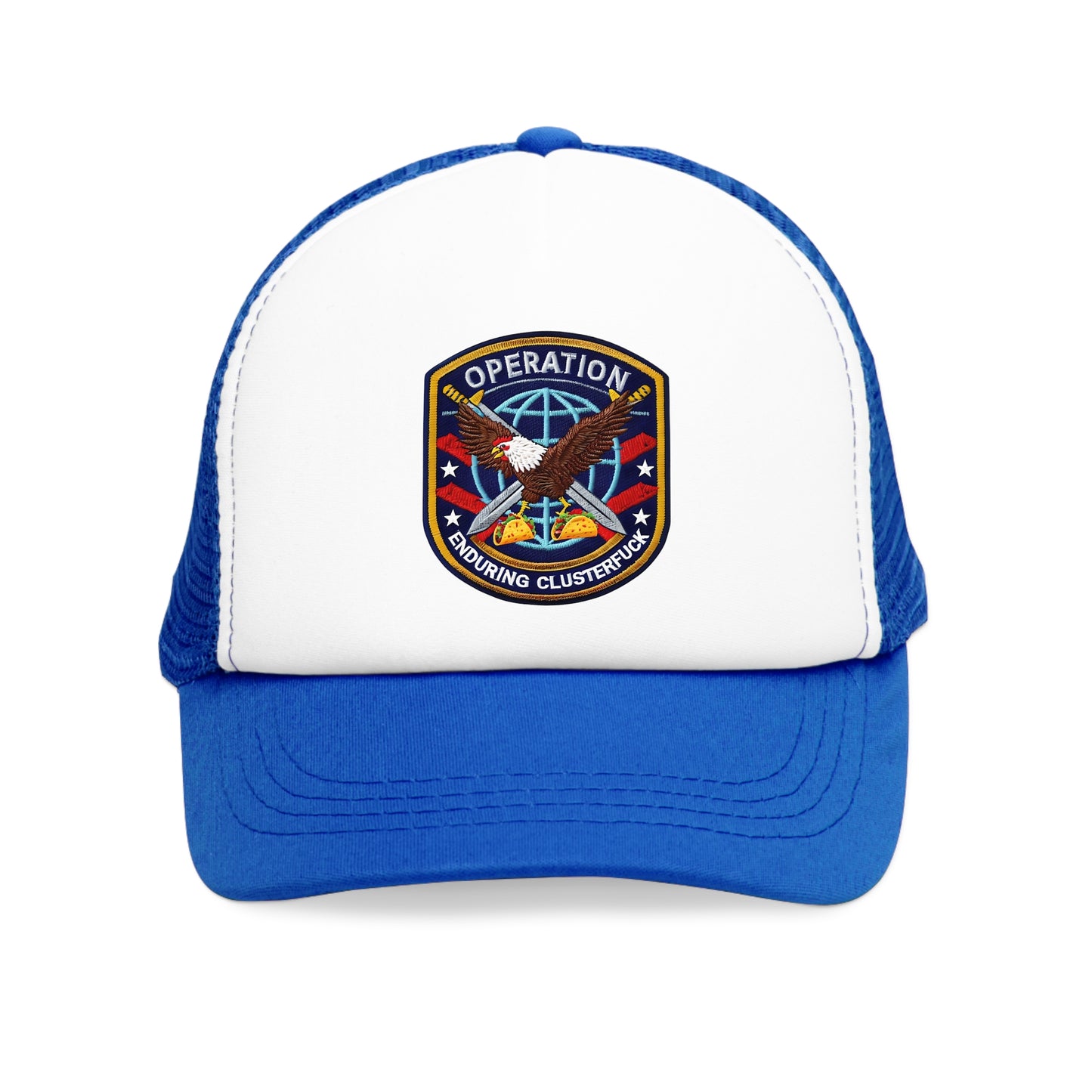 Operation Clusterfuck Mesh Cap, Trucker Hat, Military Cap, Red, White and Blue Fitted Hat, Outdoor Sports Hat, Gift for Veterans