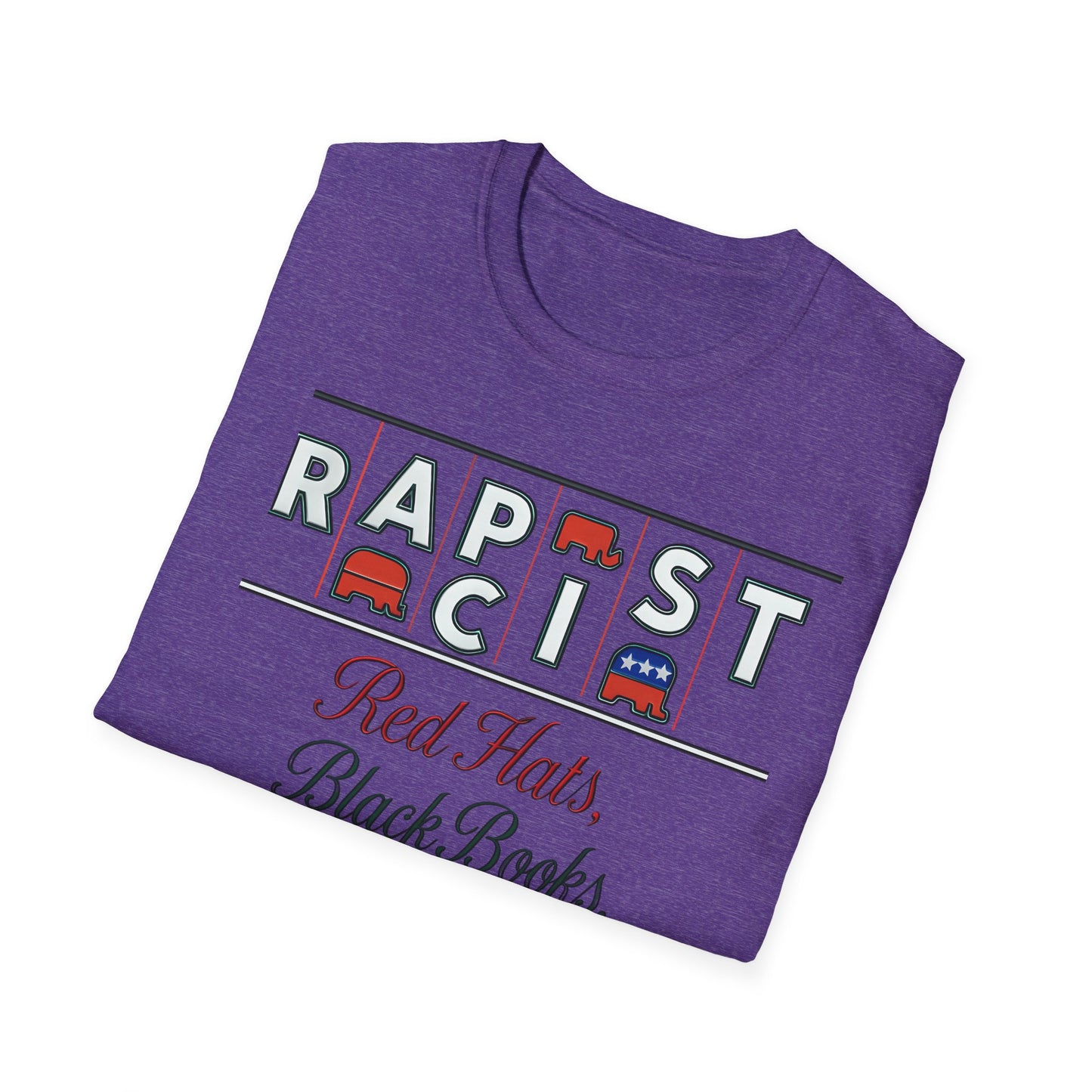 Red Hats, Black Book. Unisex Softstyle T-Shirt, Casual Tee, Statement Shirt, Political Humor, Gift for Activists, Unisex Graphic Tee