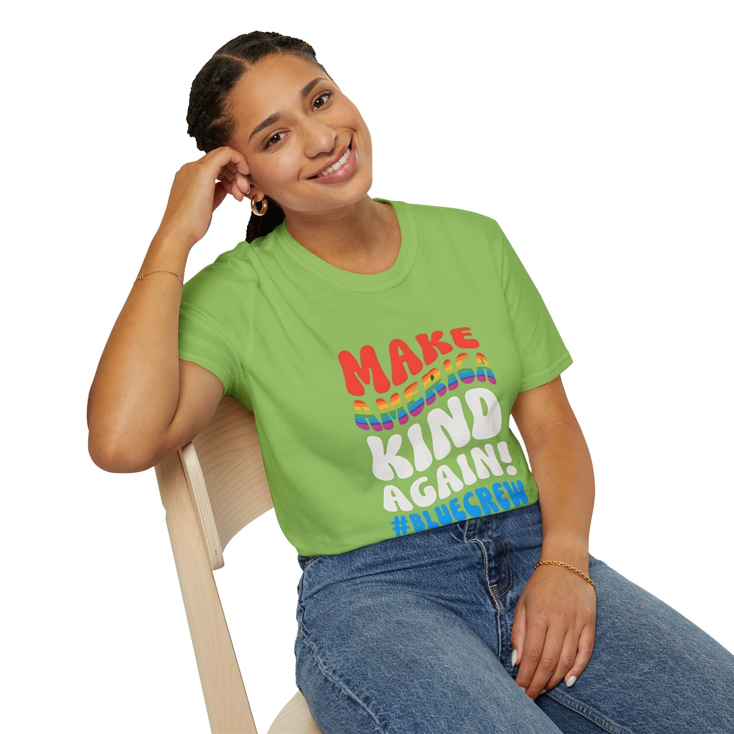 Make America Kind Again #BlueCrew T-Shirt,  Unisex #BlueCrew Tee, #BlueCrew Gear, Anti MAGA Tee, Anti Fascist Tee