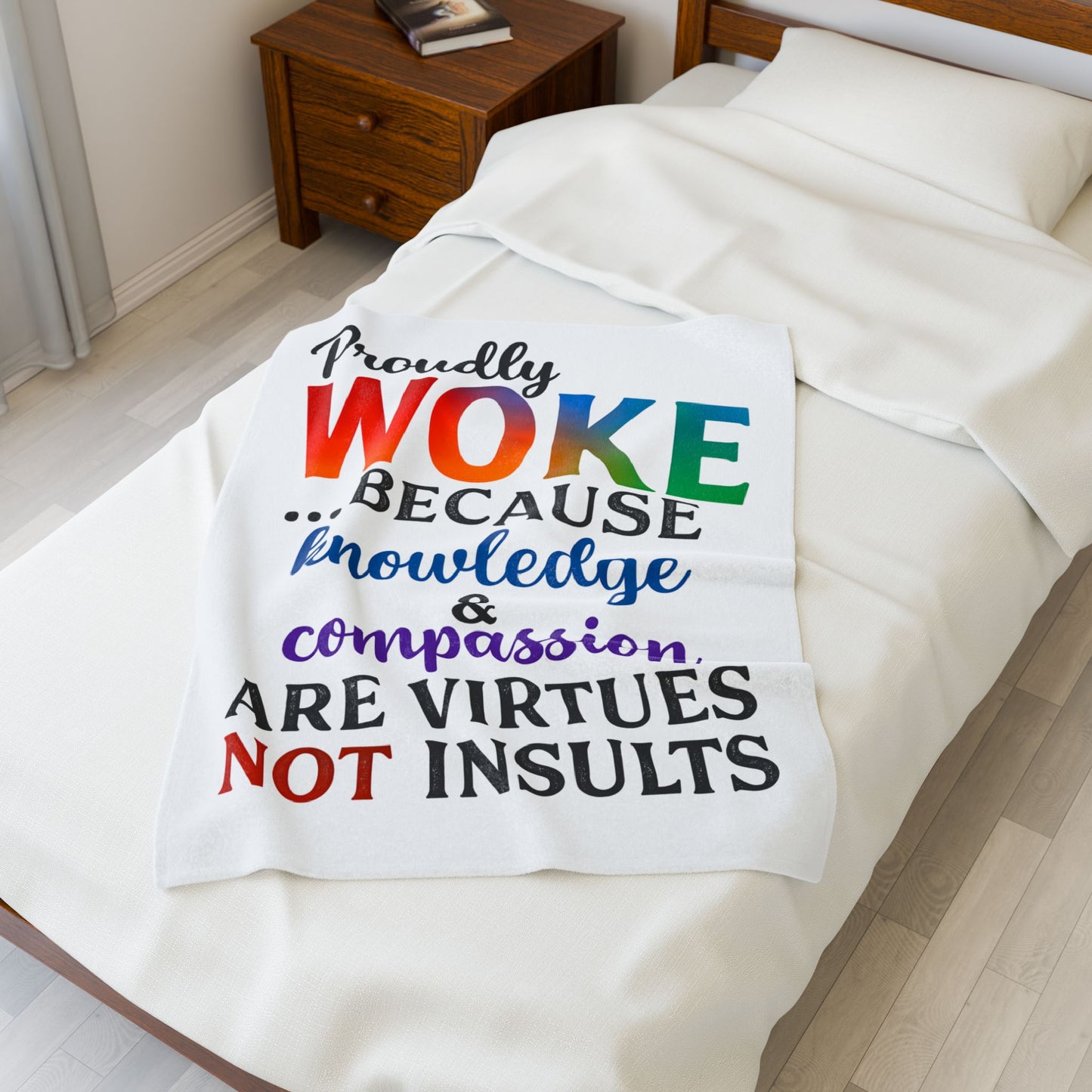 Woke Verse Plush Blanket, Cozy Gift for Activists, Soft Home Decor, Thoughtful Present, Inspirational Throw