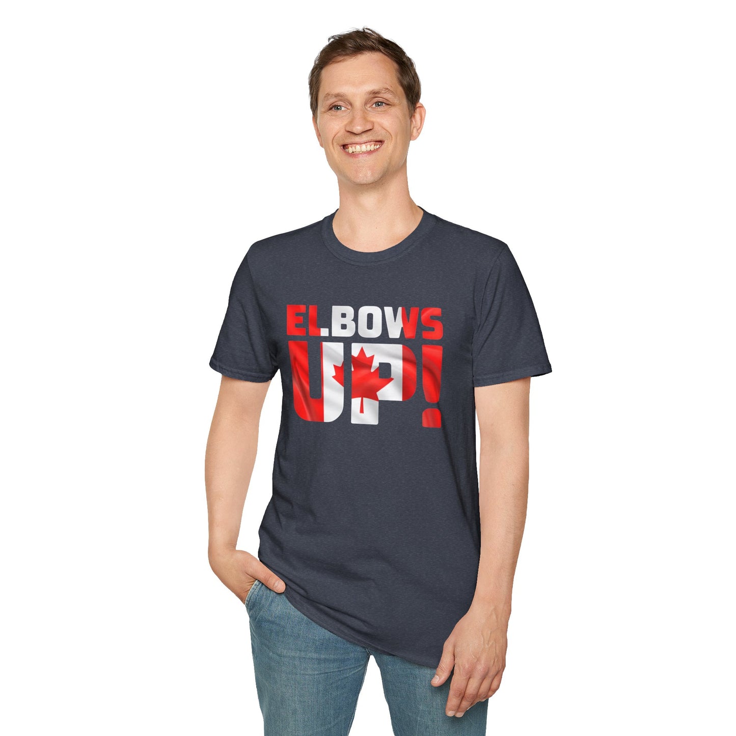 Canadian Pride Elbows Up T-Shirt, Unisex Tee, Fun Canada Day Apparel, Gift for Canada Lovers, Comfortable Travel Shirt