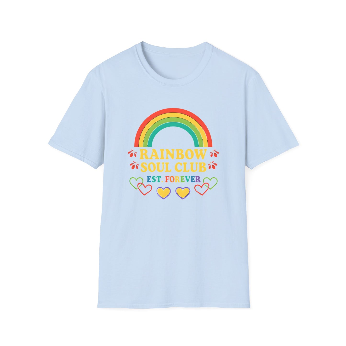 Rainbow Soul Club Pride T-Shirt, Retro Pride Tee, Cute Gift for Friends, LGBTQ+ Celebration Shirt, Summer Vibes Apparel, Casual Everyday