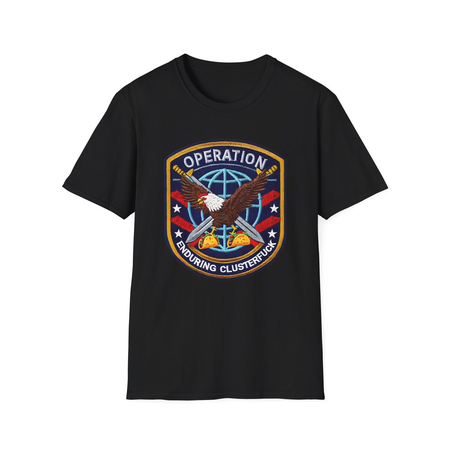Operation Enduring Clusterf*ck Unisex Softstyle T-Shirt, Casual Wear, Military Humor Tee, Gift for Veterans, Fun Graphic Tee
