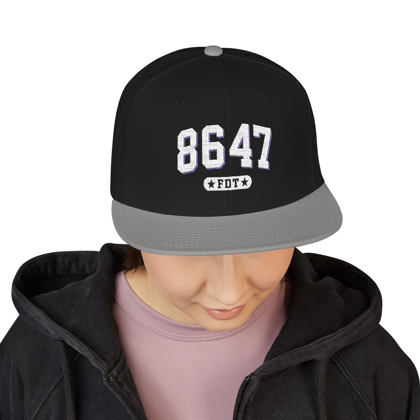 8647 FDT Snapback Cap, Embroidered Baseball Hat, Trendy Street Style, Gift for Political Enthusiasts, Unisex Fashion Headwear