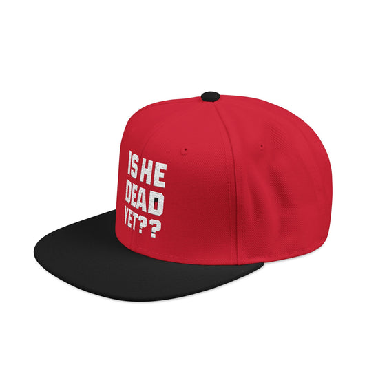 Is He Dead Yet?? Snapback Hat, Humorous Embroidered Cap, Casual Headwear for Friends, Party Accessory, Gift for Gamers