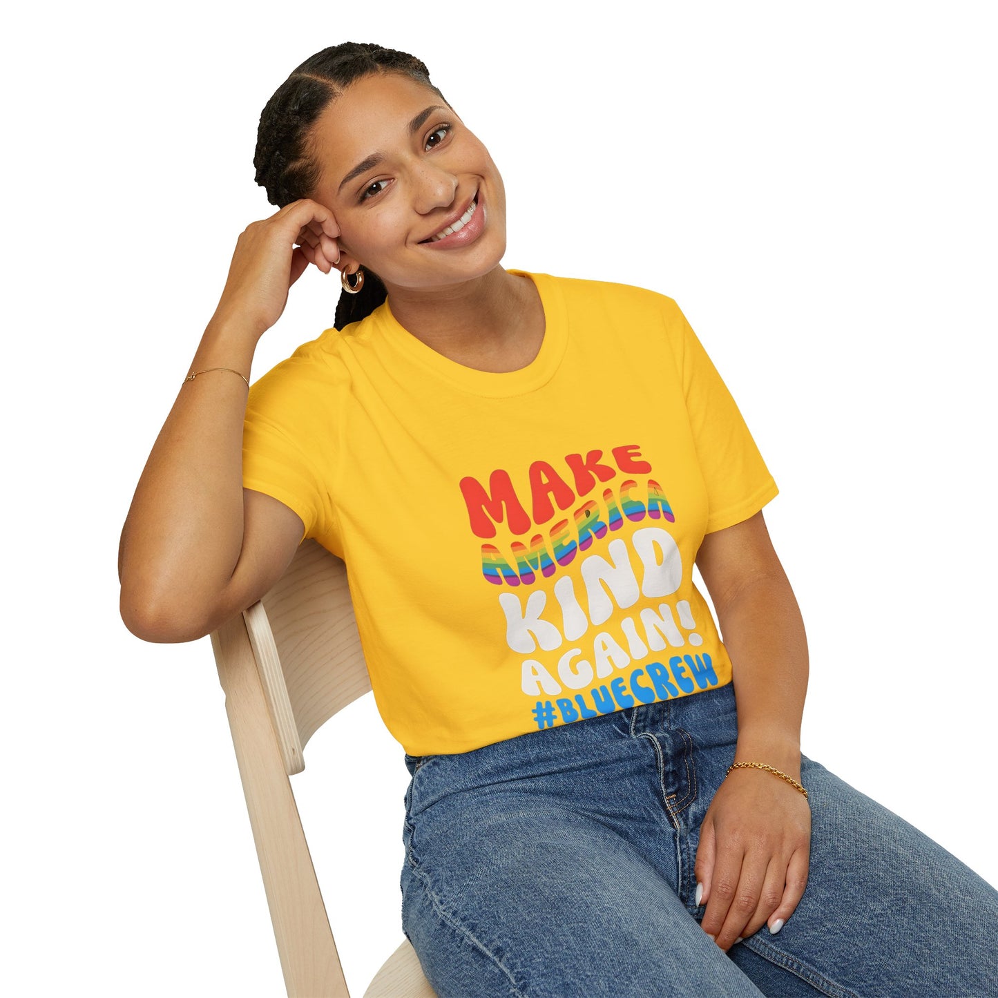 Make America Kind Again #BlueCrew T-Shirt,  Unisex #BlueCrew Tee, #BlueCrew Gear, Anti MAGA Tee, Anti Fascist Tee