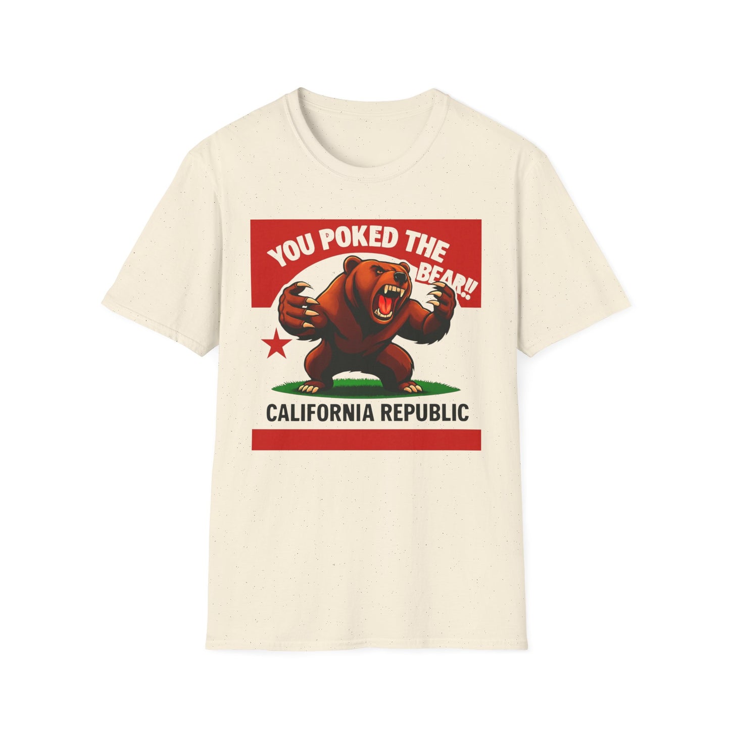 You Poked The Bear!! California Bear Graphic Tee, Unisex Softstyle T-Shirt, Cute Funny Shirt, Gift for Friends, California Pride Apparel