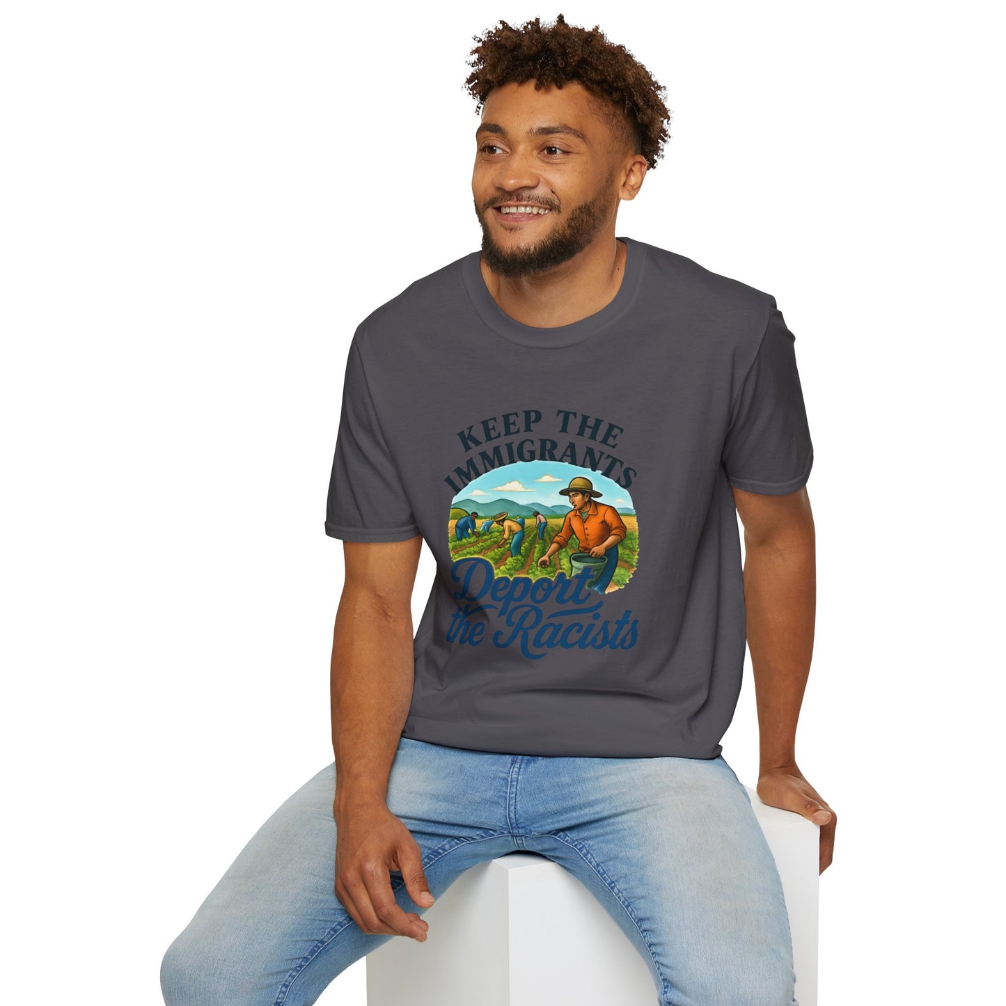 Keep the Immigrants, Deport the Racists -unisex anytime tee,  Casual Wear, Statement Piece, Gift for, Stand with immigrants, anti racists tee