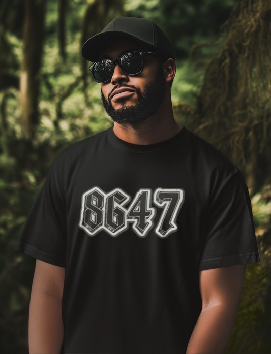 8647 Trendy Unisex T-Shirt with Bold Graphic 8647, Casual Streetwear, Gift for Him or Her, Everyday Wear, Comfortable Tee