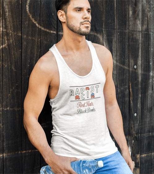 Red Hats, Black Books. Unisex Heavy Cotton Tank Top - Fun Summer Staple, Perfect for Festivals, Casual Wear, Gift for Book Lovers, Great for Hot Days