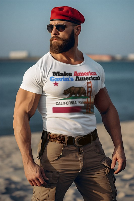 Make America Gavin’s America! California Bear Graphic Tee - Make America Gavin Again T-Shirt, Unisex Softstyle, Trendy Top, Casual Graphic Shirt, California Pride Apparel