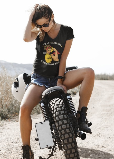 Steelers Girl V-Neck T-Shirt | Empowering Sports Apparel, Perfect for Game Day, Ladies' Casual Wear, Unique Gift Idea