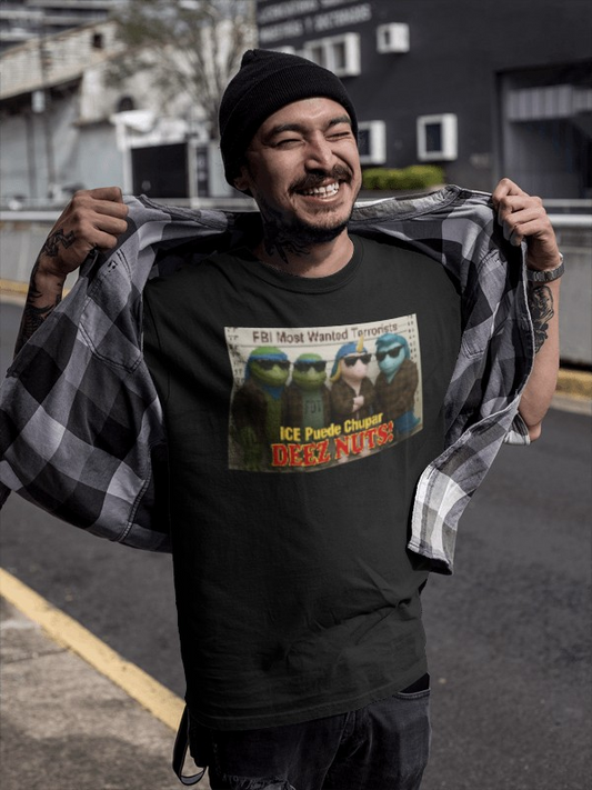 FBI Most Wanted ICE Puede Chupar DEEZ NUTS!  Tee, Unisex Softstyle T-Shirt for Humor Lovers, Perfect Gift for Birthdays, Casual Wear, Statement Piece