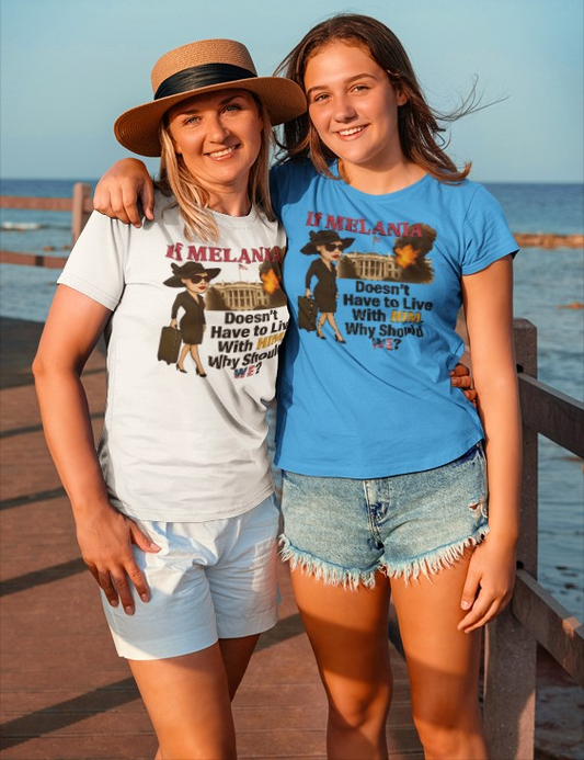 If Melania Doesn't Have To Live With Him Why Should We? Unisex Softstyle T-Shirt - Funny Political Tee, Casual Wear, Gift for Friends, Statement Shirt, Humor Apparel