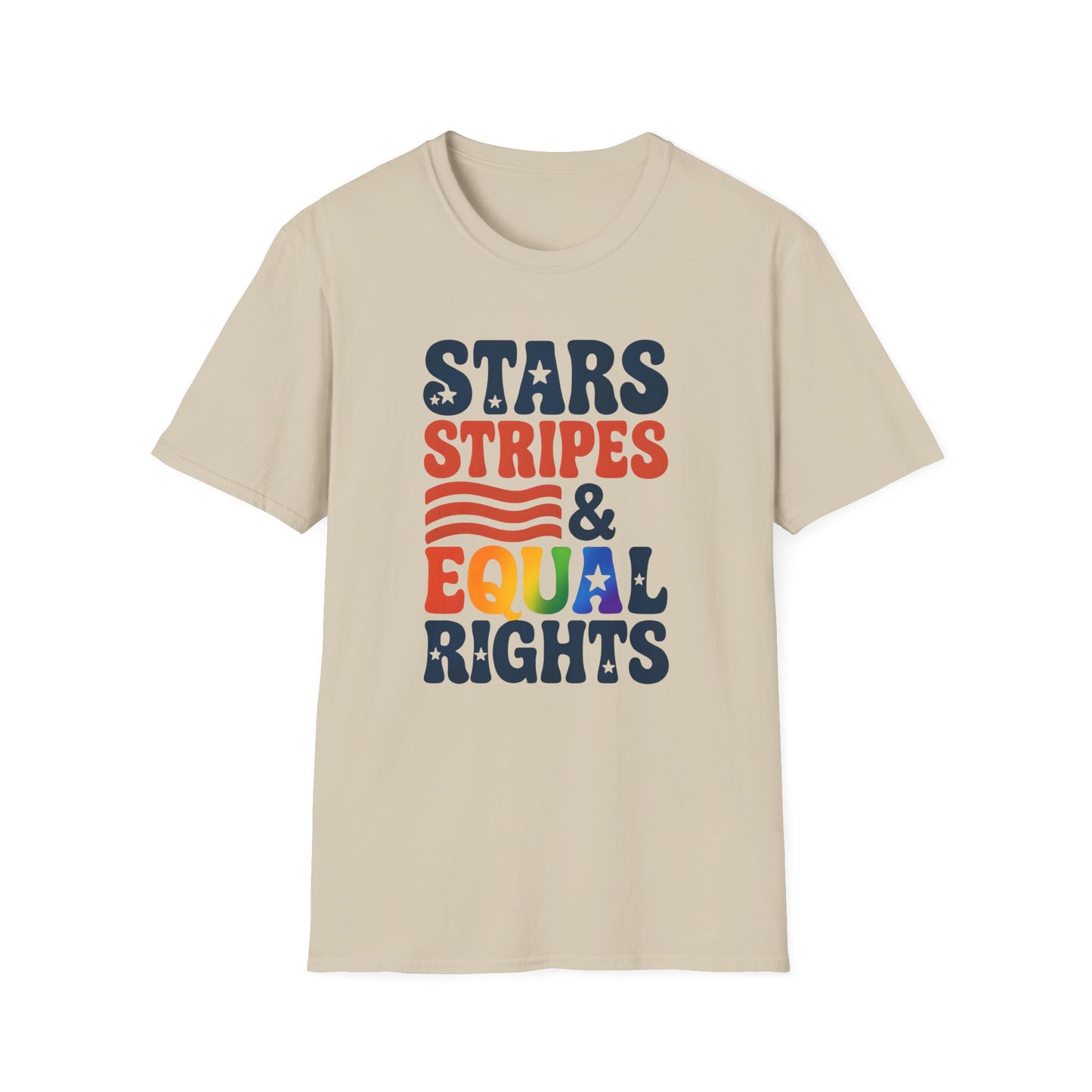 Stars Stripes and Equal Rights unisex tee, Casual protest Gift, LGBTQ tee, Unisex Softstyle Shirt,  Family Wear, gay rights