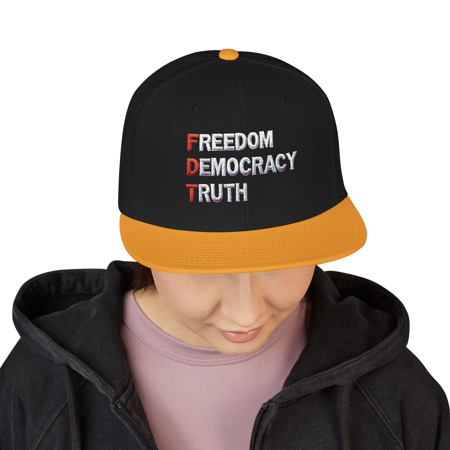 Freedom Democracy Truth Snapback Hat - Stylish Streetwear Cap for Casual Outfits, Perfect Gift for Sports Fans, Adjustable Fit