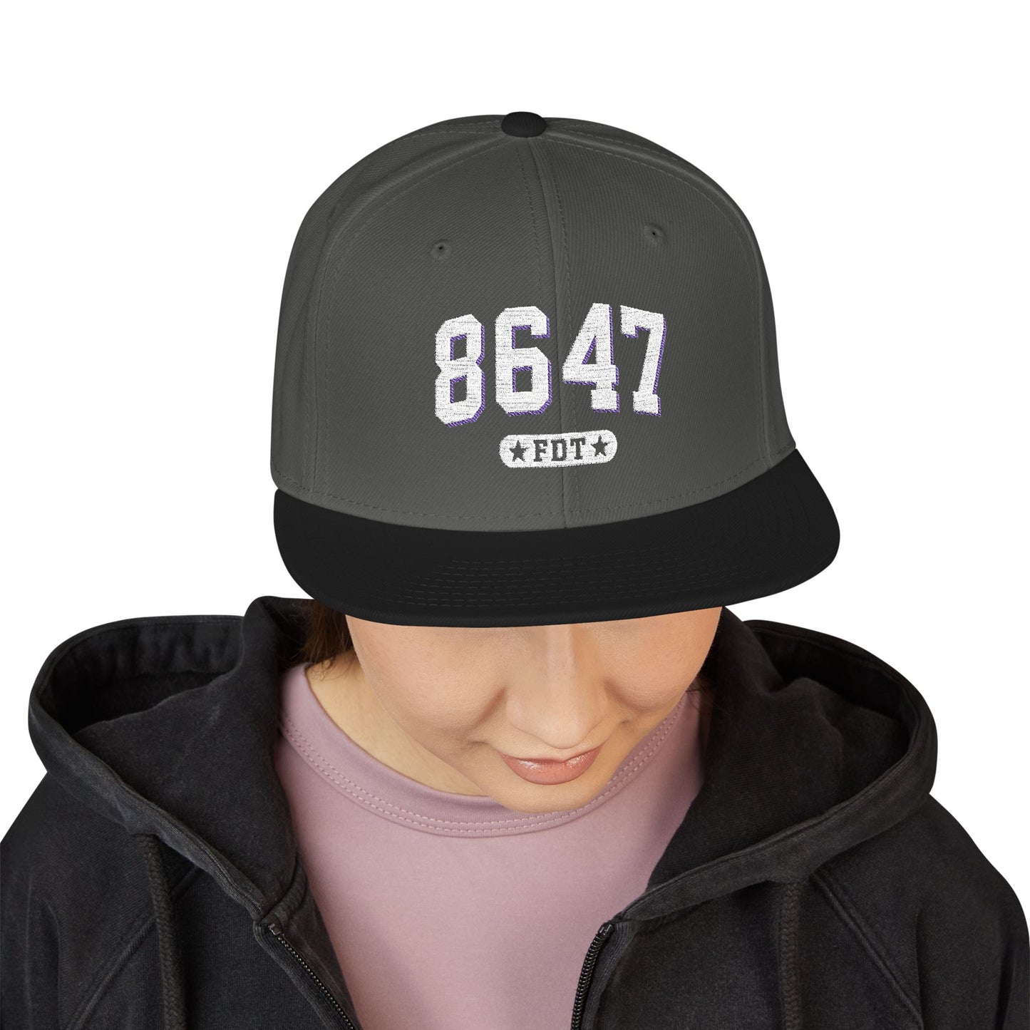 8647 FDT Snapback Cap, Embroidered Baseball Hat, Trendy Street Style, Gift for Political Enthusiasts, Unisex Fashion Headwear